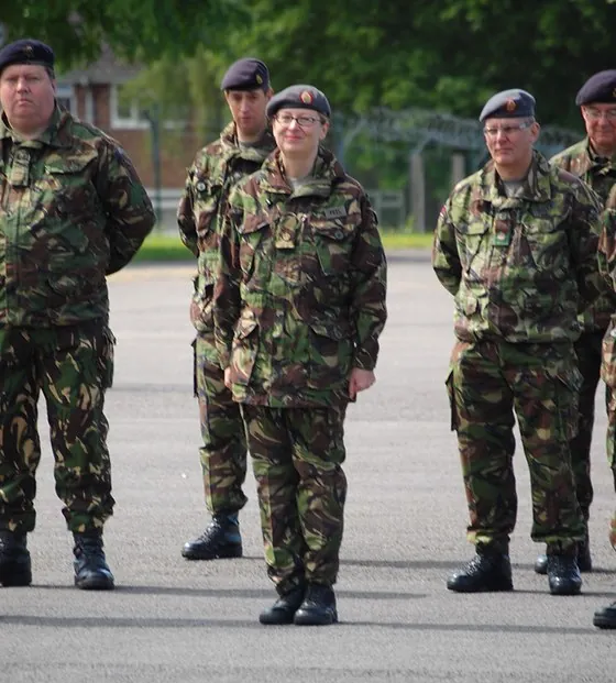 Soldiers wait in the ranks